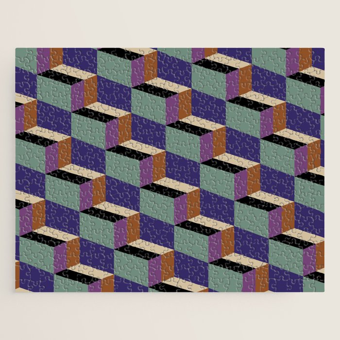 Cuboid Geometric Abstract Shapes Pattern XIX Jigsaw Puzzle Gallery Image 1