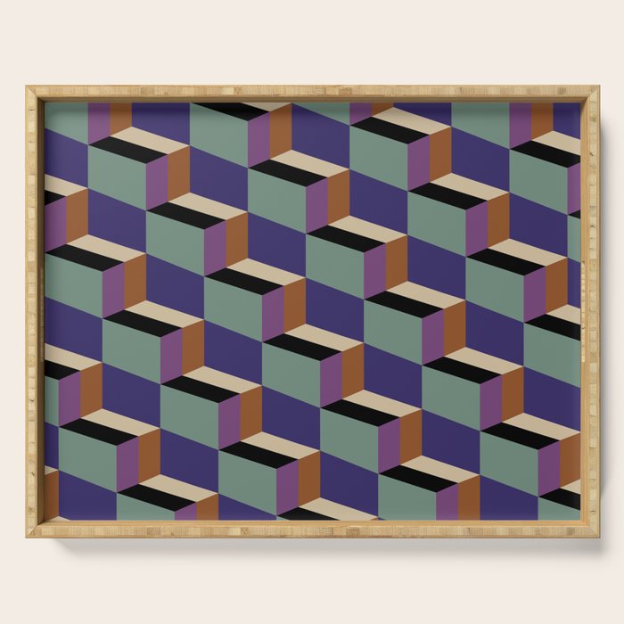 Cuboid Geometric Abstract Shapes Pattern XIX Serving Tray Gallery Image 1