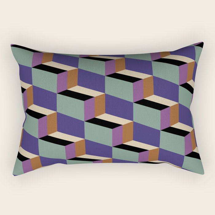Cuboid Geometric Abstract Shapes Pattern XIX Rectangular Pillow Gallery Image 2