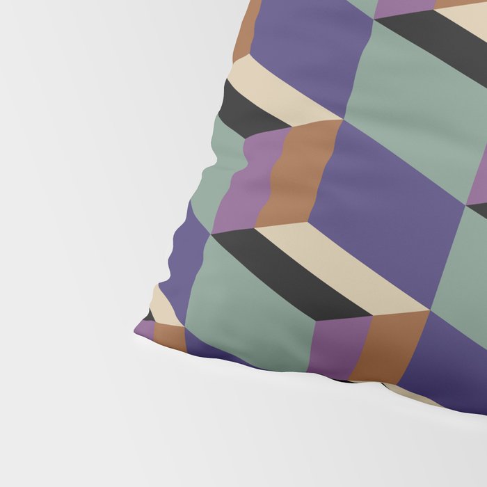 Cuboid Geometric Abstract Shapes Pattern XIX Pillow Sham Gallery Image 4