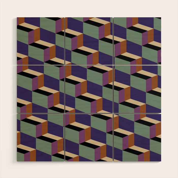Cuboid Geometric Abstract Shapes Pattern XIX Wood Wall Art Gallery Image 1