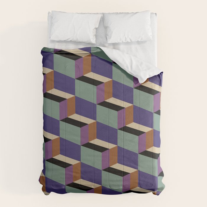 Cuboid Geometric Abstract Shapes Pattern XIX Comforter Gallery Image 6