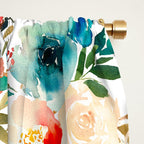 Red Turquoise Teal Floral Watercolor Window Curtain Gallery Image 2