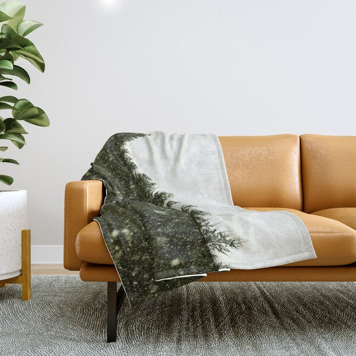 Winter Woods Pacific Northwest - Wanderlust Adventure Throw Blanket Gallery Image 1