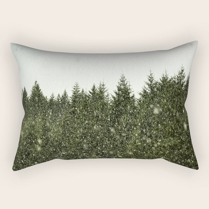 Winter Woods Pacific Northwest - Wanderlust Adventure Rectangular Pillow Gallery Image 1
