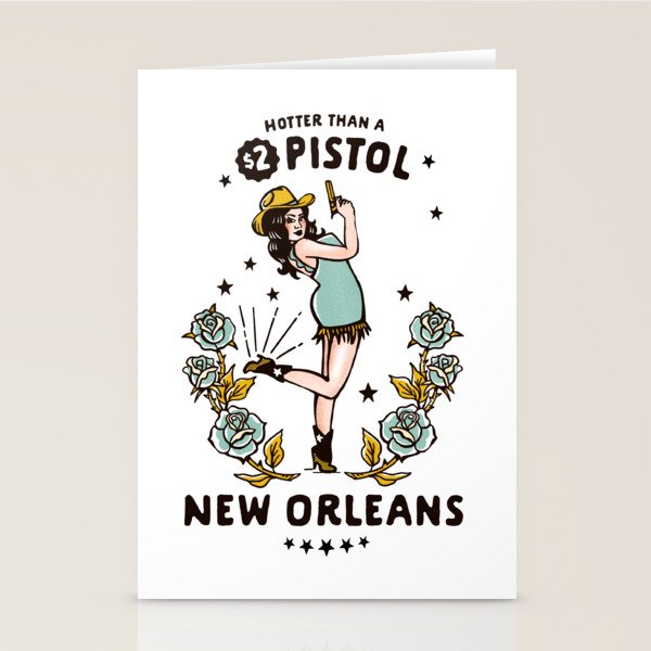 New Orleans, Louisiana Cowgirl: Hotter Than A $2 Pistol Stationery Card Gallery Image 1