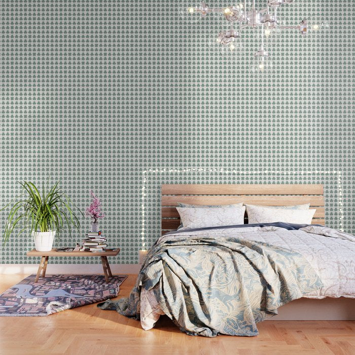 Clovers XXXII Sage Green Botanical Pattern Wallpaper Gallery Image 1