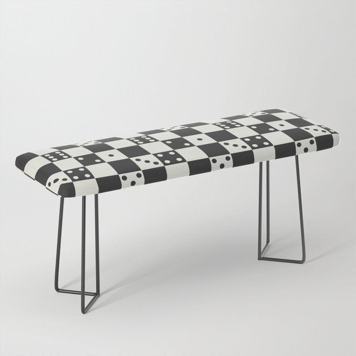 Checkered Dice Pattern (Creamy Milk & Dark Charcoal Color Palette) Bench Gallery Image 1