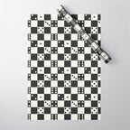 Checkered Dice Pattern (Creamy Milk & Dark Charcoal Color Palette) Wrapping Paper Gallery Image 1