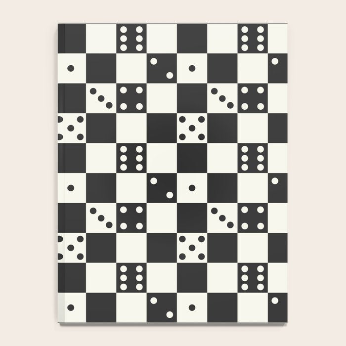 Checkered Dice Pattern (Creamy Milk & Dark Charcoal Color Palette) Notebook Gallery Image 4