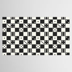 Checkered Dice Pattern (Creamy Milk & Dark Charcoal Color Palette) Tablecloth Gallery Image 2