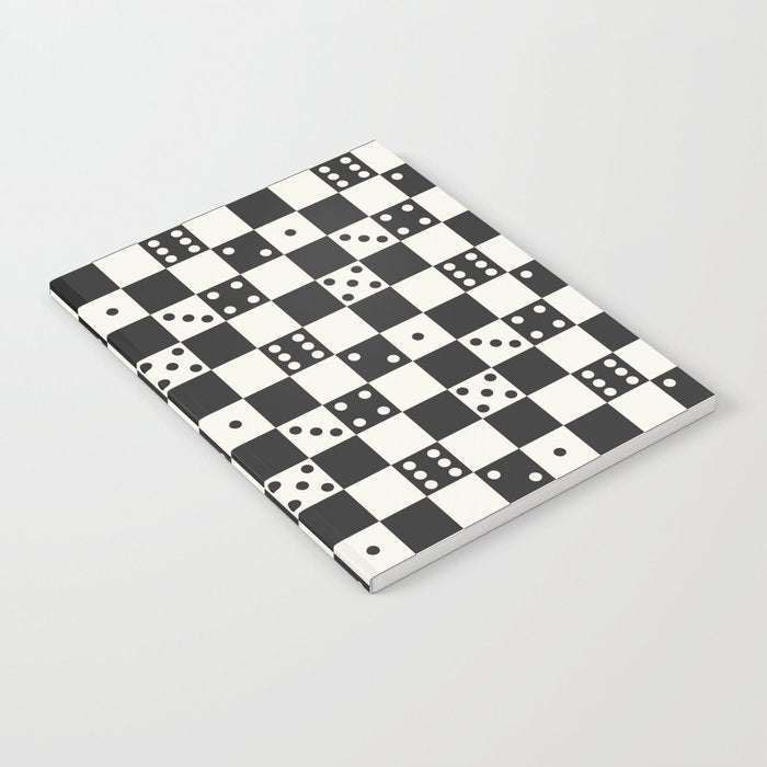 Checkered Dice Pattern (Creamy Milk & Dark Charcoal Color Palette) Notebook Gallery Image 2