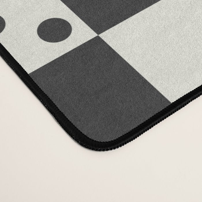 Checkered Dice Pattern (Creamy Milk & Dark Charcoal Color Palette) Desk Mat Gallery Image 4