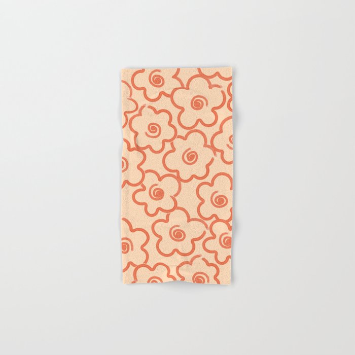 Flower Doodles in Orange & Peach Fuzz Bath Towel Gallery Image 1