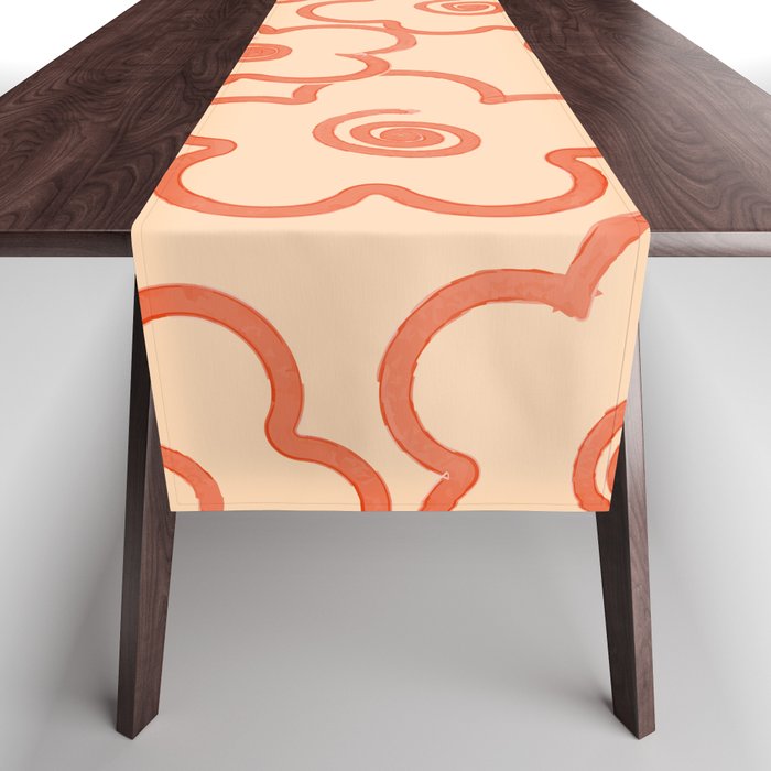 Flower Doodles in Orange & Peach Fuzz Table Runner Gallery Image 1