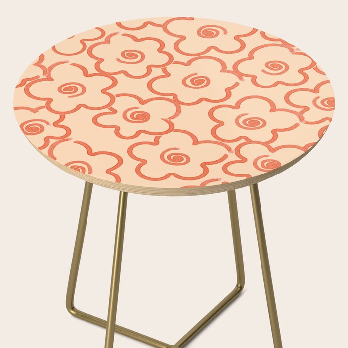 Flower Doodles in Orange & Peach Fuzz Side Table Gallery Image 2