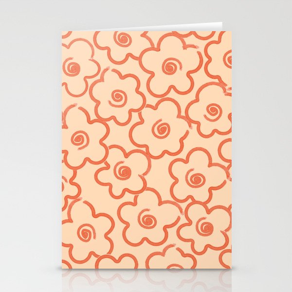 Flower Doodles in Orange & Peach Fuzz Stationery Card Gallery Image 2