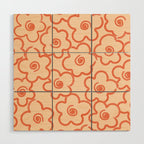 Flower Doodles in Orange & Peach Fuzz Wood Wall Art Gallery Image 1
