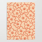 Flower Doodles in Orange & Peach Fuzz Poster Gallery Image 4