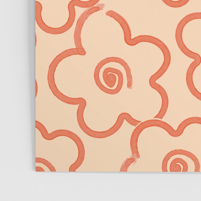 Flower Doodles in Orange & Peach Fuzz Poster Gallery Image 3