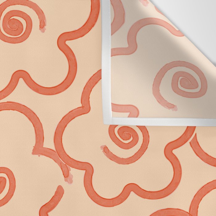 Flower Doodles in Orange & Peach Fuzz Wall Tapestry Gallery Image 3