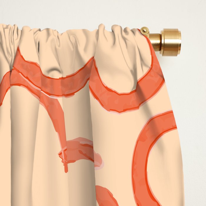 Flower Doodles in Orange & Peach Fuzz Window Curtain Gallery Image 2