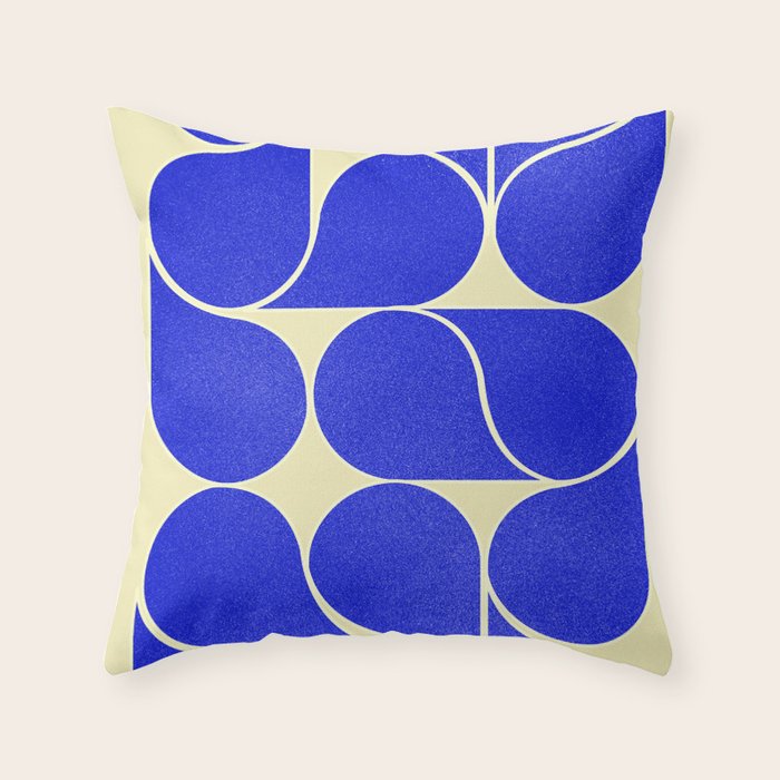Blue mid-century shapes no8 Throw Pillow Gallery Image 1