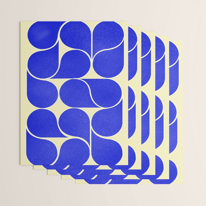 Blue mid-century shapes no8 Wrapping Paper Gallery Image 3