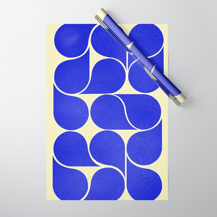 Blue mid-century shapes no8 Wrapping Paper Gallery Image 1