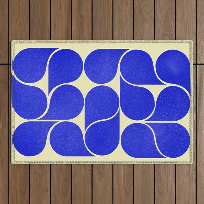 Blue mid-century shapes no8 Outdoor Rug Gallery Image 1