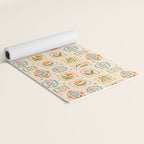 Colorful retro flower art frame art pattern Yoga Mat Gallery Image 2