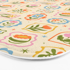 Colorful retro flower art frame art pattern Bath Mat Gallery Image 3