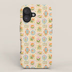 Colorful retro flower art frame art pattern iPhone Case Gallery Image 1