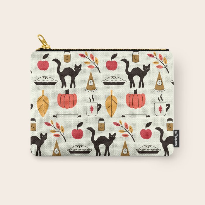 Black Cat Pumpkin Autumn Baking Motif Carry All Pouch Gallery Image 1