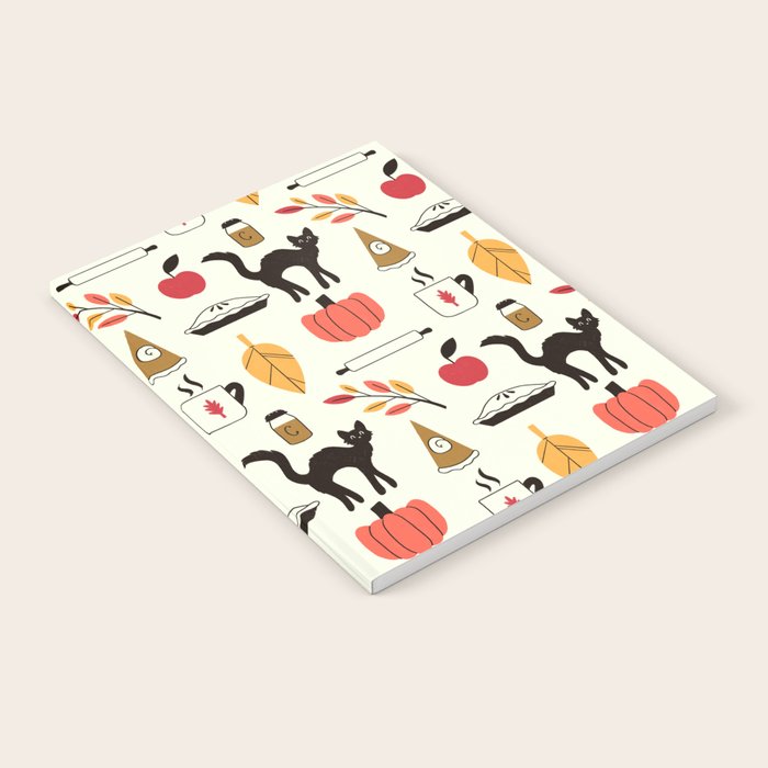 Black Cat Pumpkin Autumn Baking Motif Notebook Gallery Image 2
