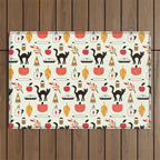 Black Cat Pumpkin Autumn Baking Motif Outdoor Rug Gallery Image 1
