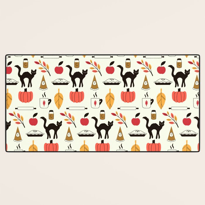 Black Cat Pumpkin Autumn Baking Motif Desk Mat Gallery Image 3