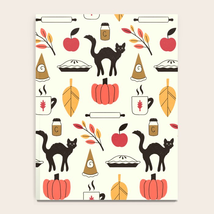 Black Cat Pumpkin Autumn Baking Motif Notebook Gallery Image 4