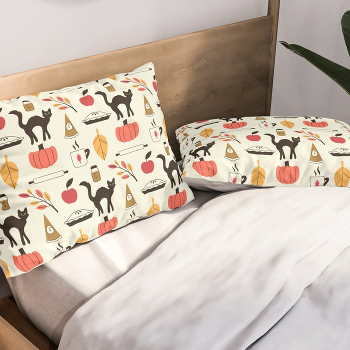 Black Cat Pumpkin Autumn Baking Motif Pillow Sham Gallery Image 2