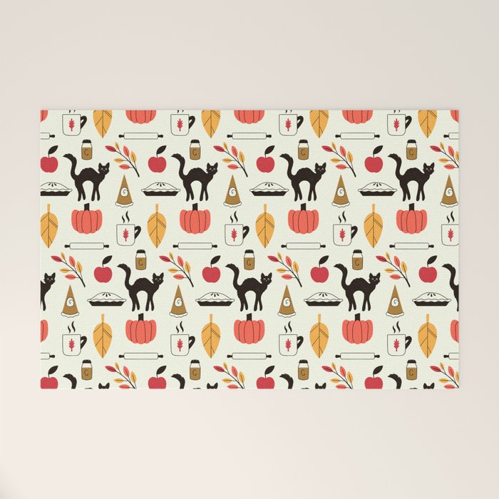 Black Cat Pumpkin Autumn Baking Motif Welcome Mat Gallery Image 1