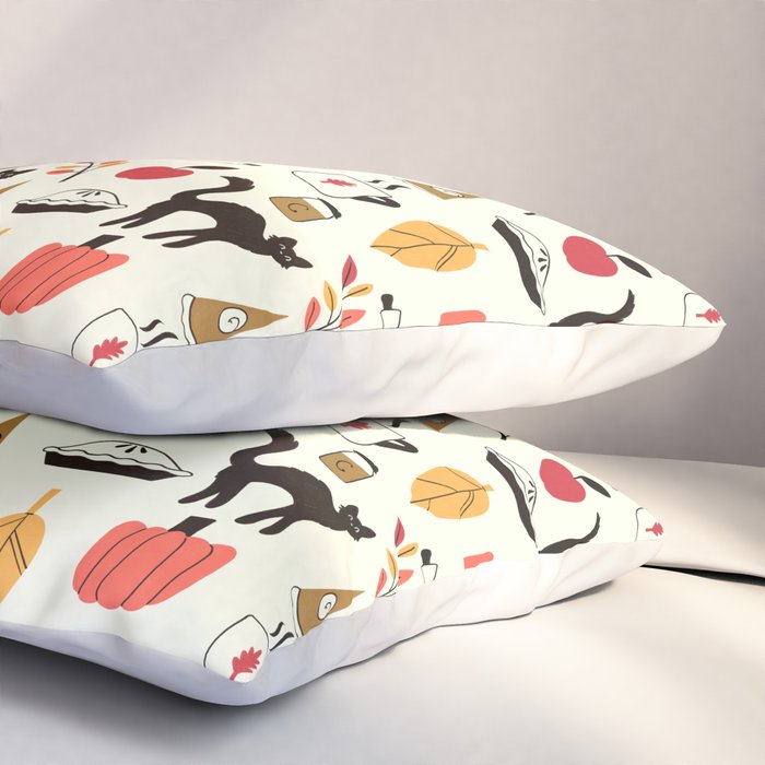 Black Cat Pumpkin Autumn Baking Motif Pillow Sham Gallery Image 3
