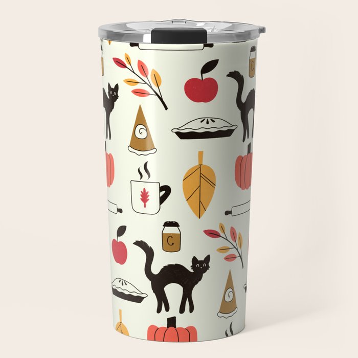 Black Cat Pumpkin Autumn Baking Motif Travel Mug Gallery Image 1