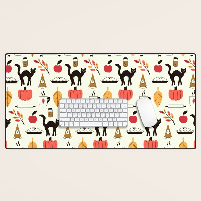 Black Cat Pumpkin Autumn Baking Motif Desk Mat Gallery Image 1