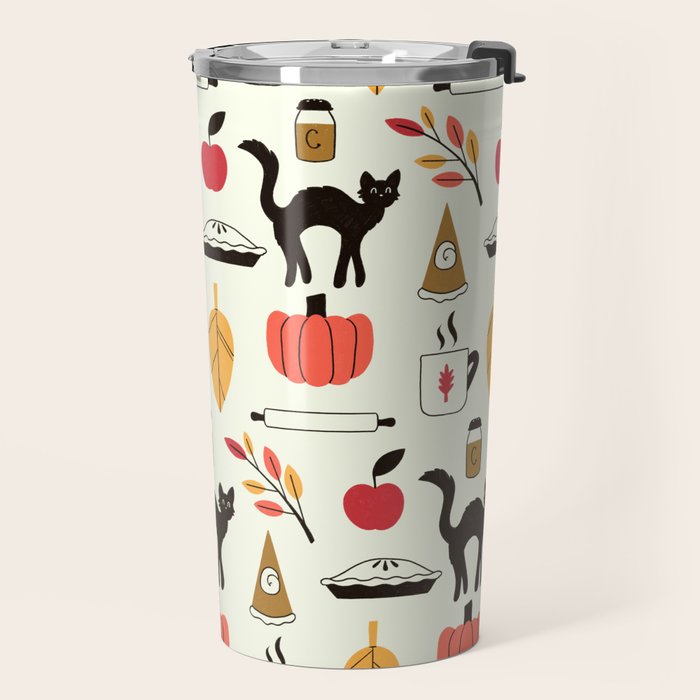 Black Cat Pumpkin Autumn Baking Motif Travel Mug Gallery Image 2