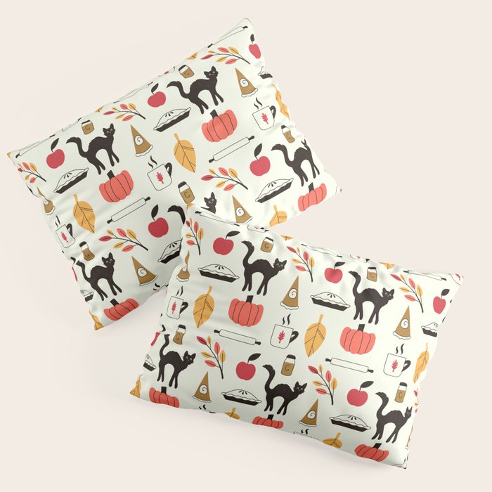 Black Cat Pumpkin Autumn Baking Motif Pillow Sham Gallery Image 1