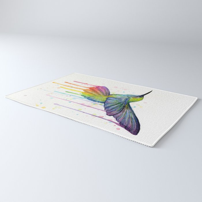 Hummingbird Rainbow Watercolor Rug Gallery Image 3