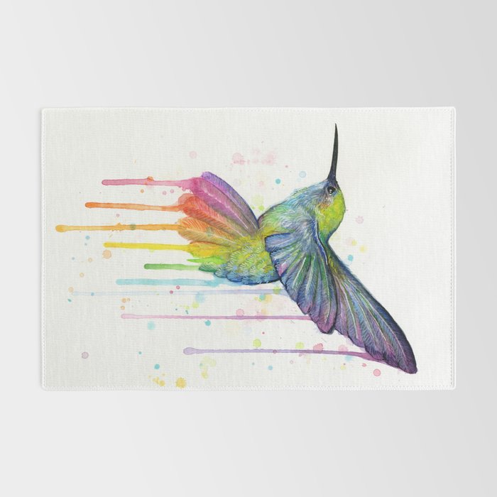 Hummingbird Rainbow Watercolor Rug Gallery Image 2