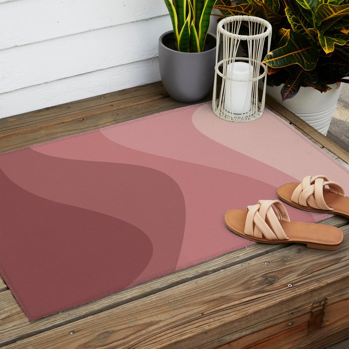 Abstract Color Waves - Pink Tones Outdoor Rug Gallery Image 2