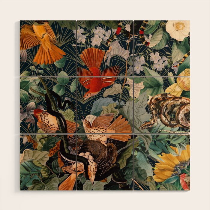 Birds and snakes Wood Wall Art Gallery Image 1