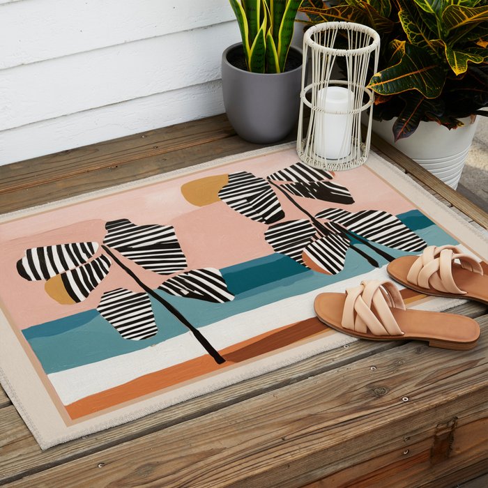 Tropical Sunset Palms II Outdoor Rug Gallery Image 2